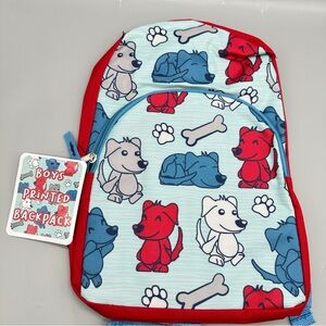 Boys' Red and Blue Dog Print Backpack